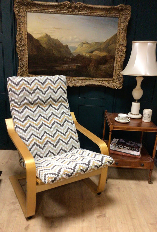 SALE, LAST ONE. IKEA Poang chair cover custom handmade in heavyweight Zigzig print upholstery fabric