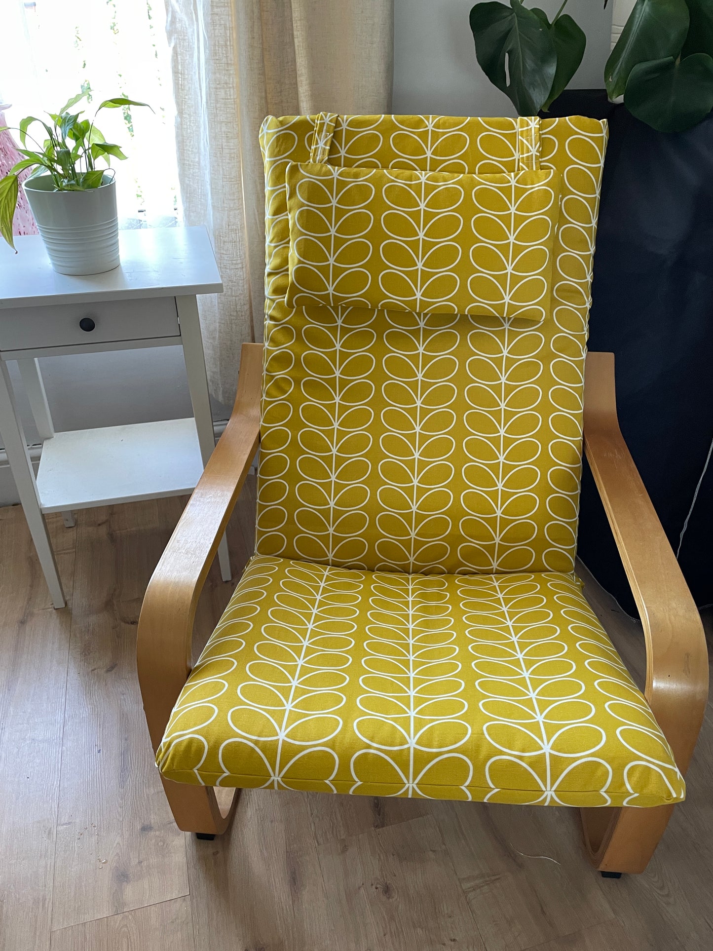 IKEA Poang chair cover in contemporary pattern cotton fabric, Dandelion