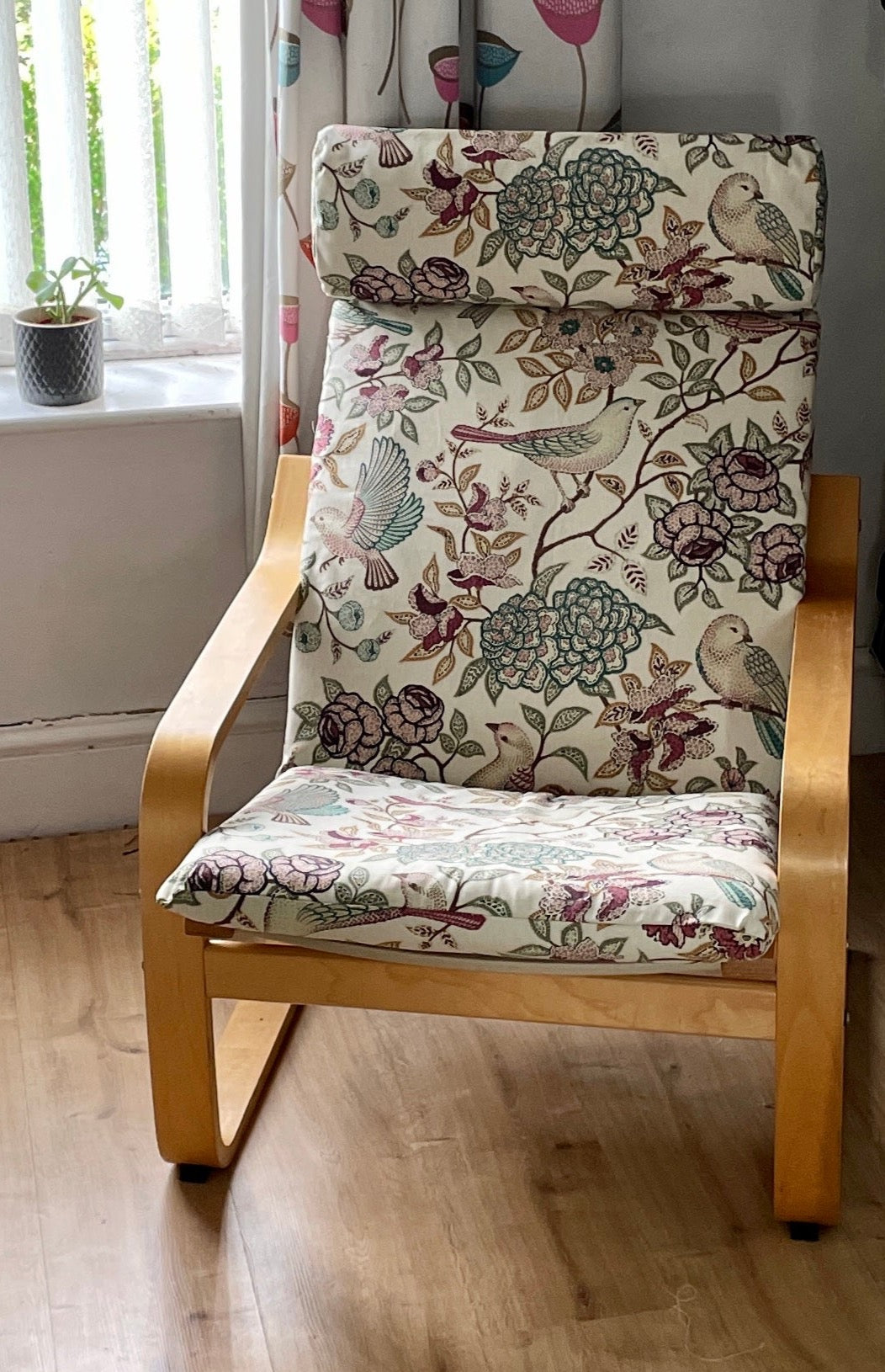 Ikea Poang chair cover. Beautiful Bird print fabric in choice of 3 colours